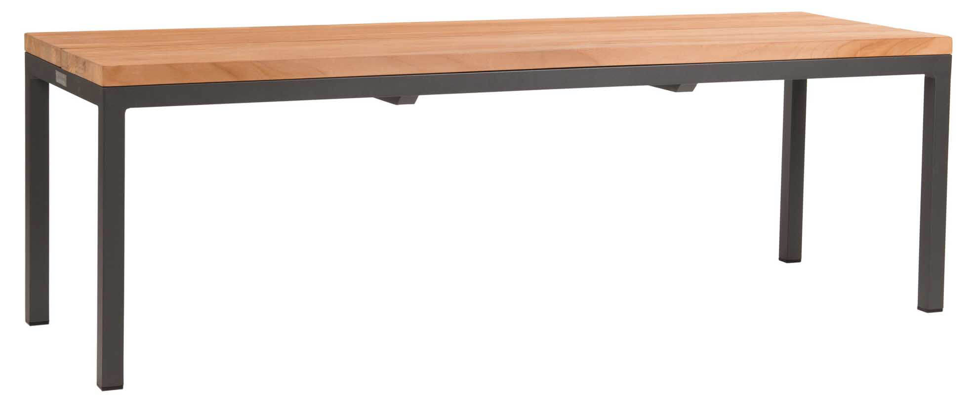Salerno Bank 200cm ohne Rückenlehne, eisengrau/Teak