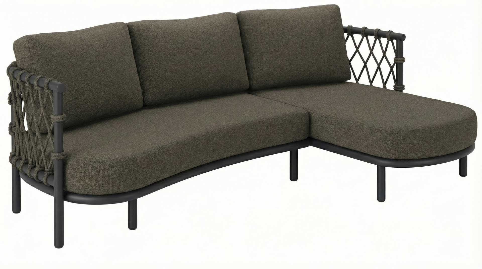 Mezzo Recamieren-Set links grau/mocca, Kissen bronce