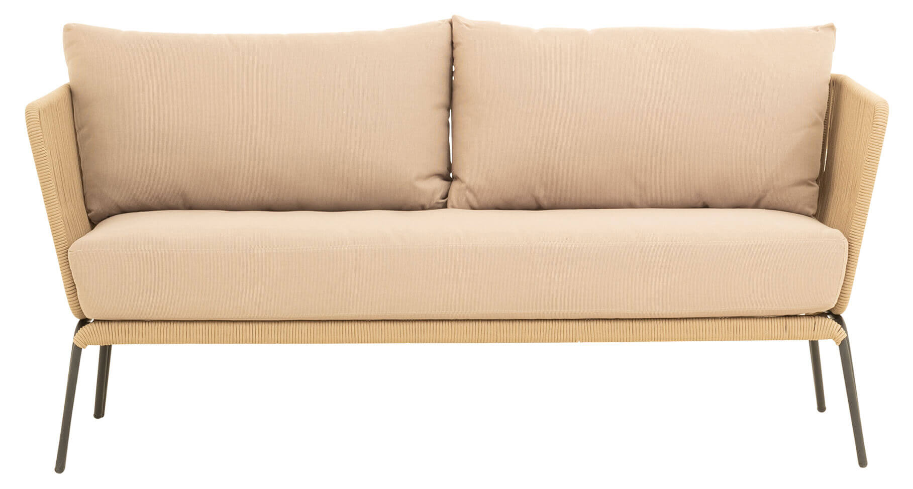 Bali 3-Sitzer Lounge Sofa schwarz/Rope camel, Kissen camel