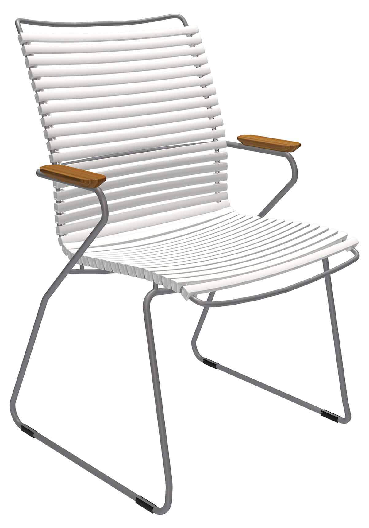 Click Stapelsessel hoch grau/muted white, Armlehnen Bambus