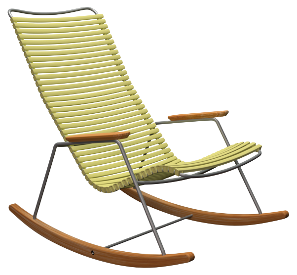 Click Rocking Schaukelstuhl, grau/lemon zest, Armlehnen Bambus