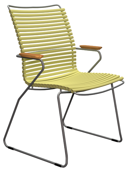 Click Stapelsessel hoch grau/lemon zest, Armlehnen Bambus