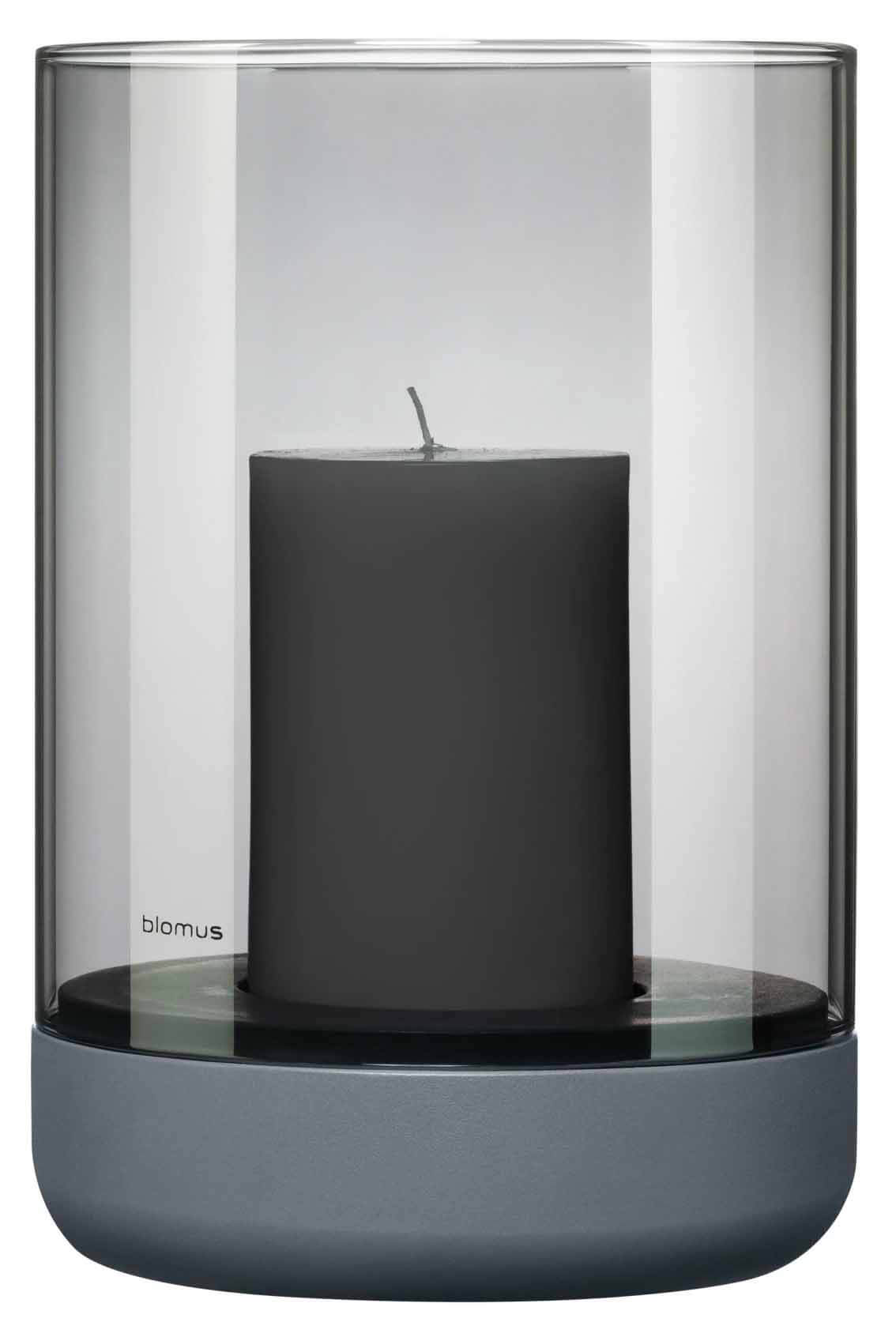 CALMA Windlicht L, H 22,5cm, ø 15cm, steel gray