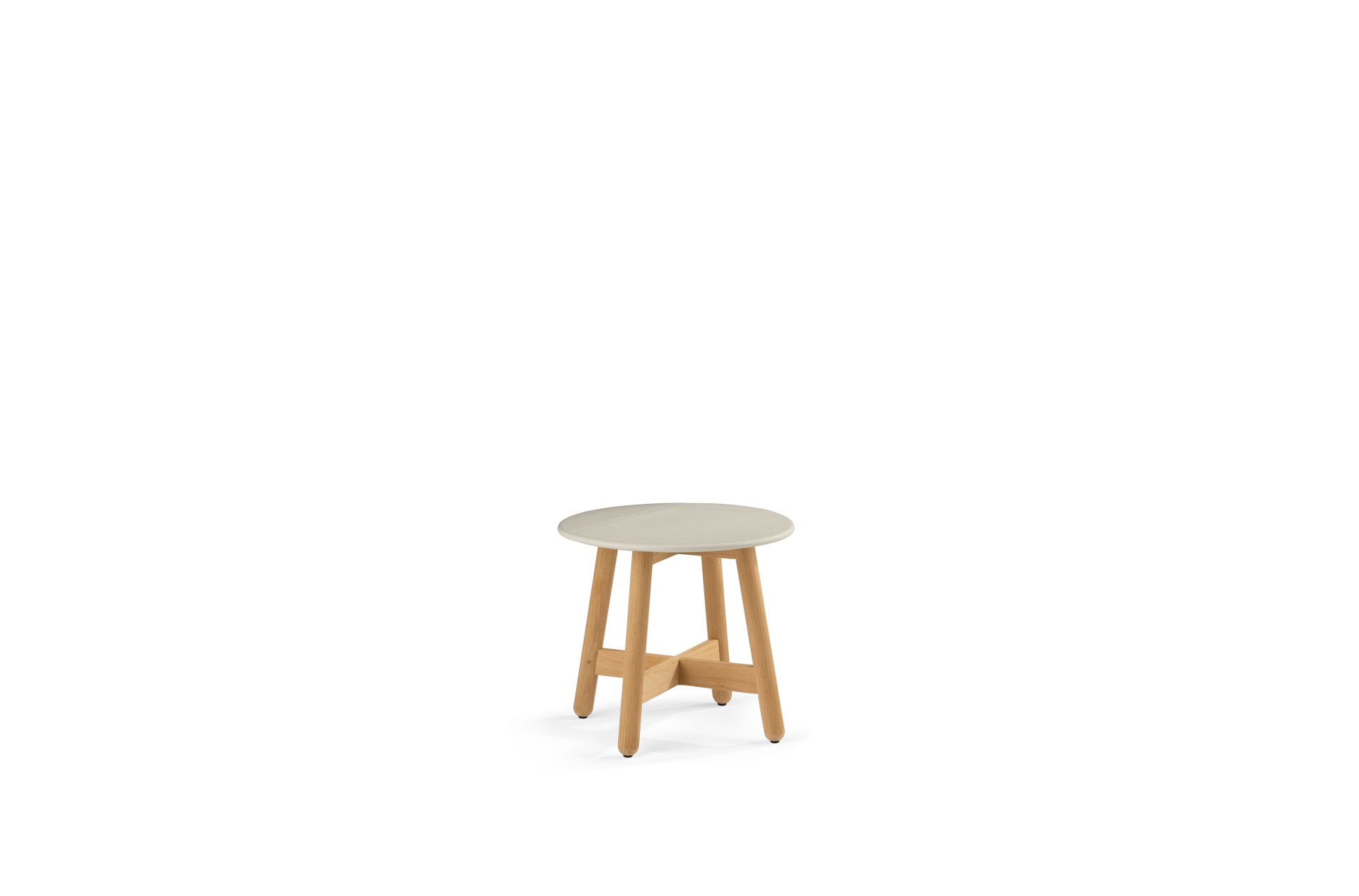 MBRACE Beistelltisch 50cm rund, Teak/Keramik chalk