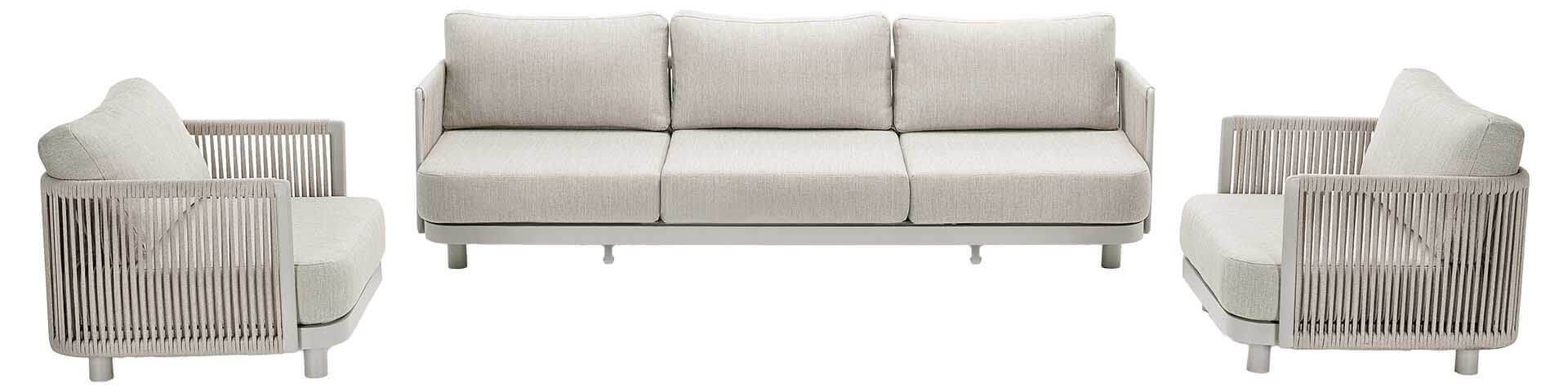 Bonito Lounge-Set Aluminium dune/Rope linnen inkl. Kissen beige