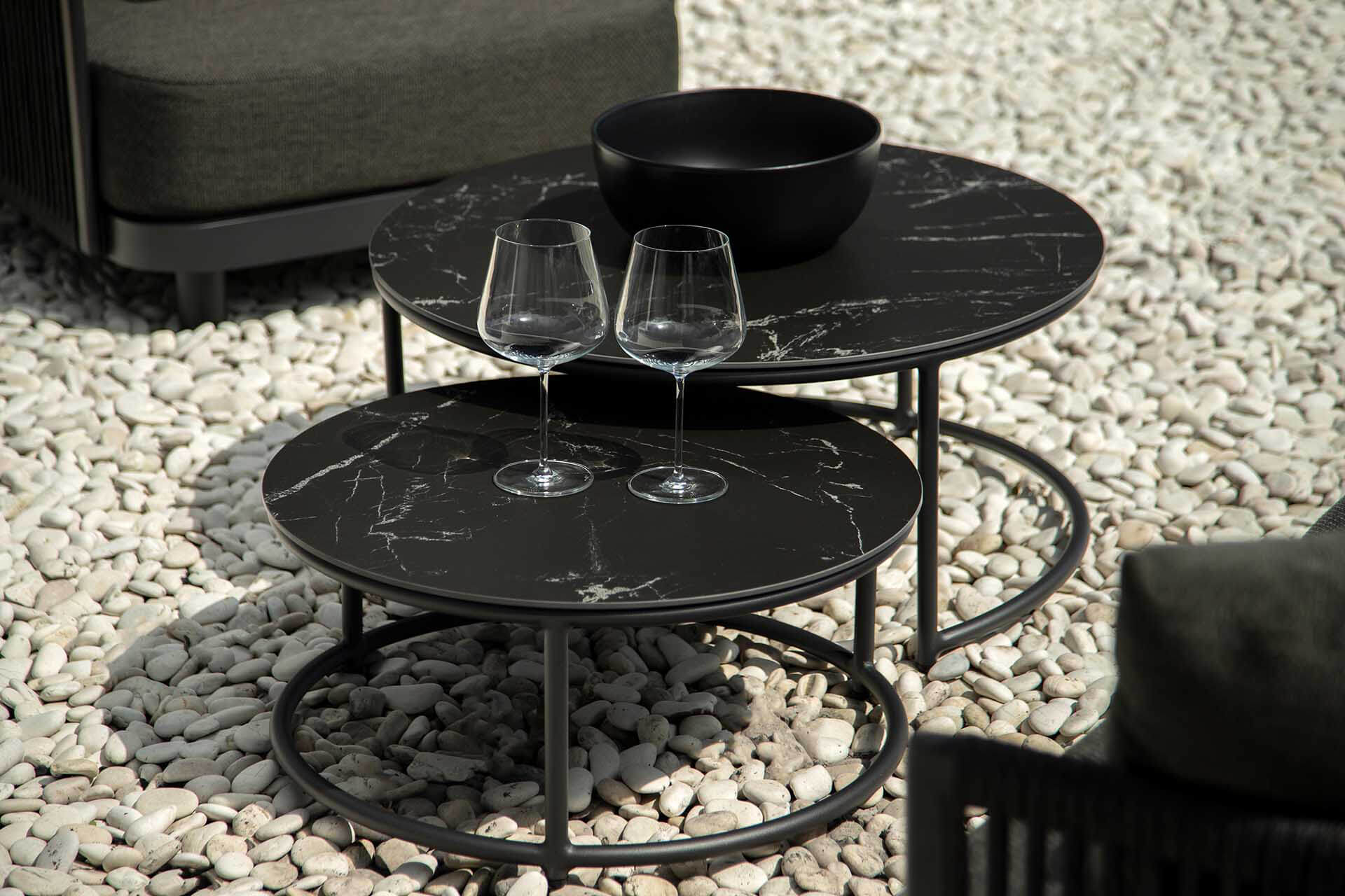 Bonito Kaffeetisch-Set, eisengrau/Keramik black marble