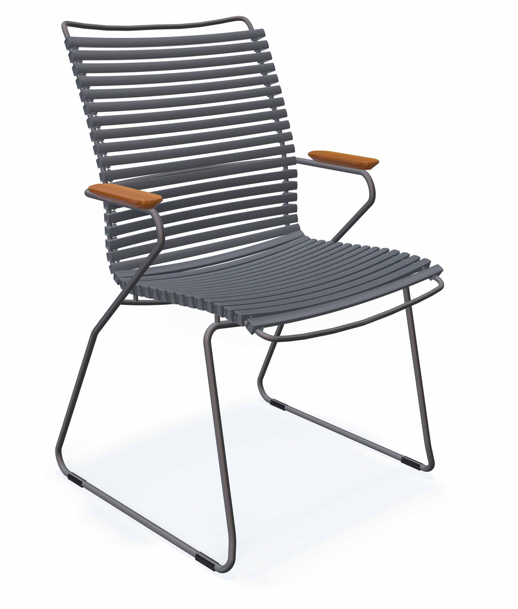 Click Stapelsessel hoch grau/dark gray, Armlehnen Bambus